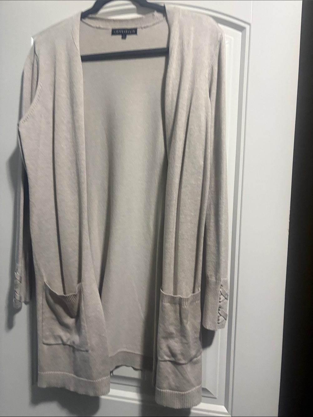 Love - Ellie Women's Cream Open-Front Long Cardigan Sweater